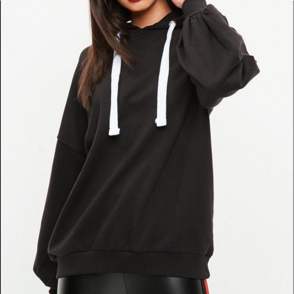 Black oversized puffed sleeve Sweatshirt